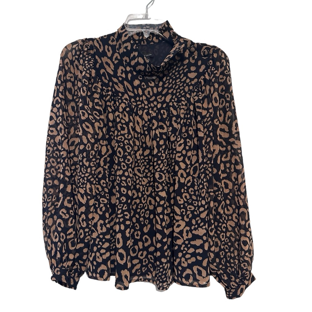 Ann Taylor animal print chiffon blouse NWT